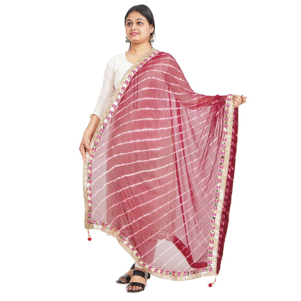 4485 Elegant Rajasthani Leheriya Dupatta–traditional Tie-dye Design Return